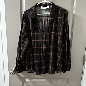 plaid collared blouse
